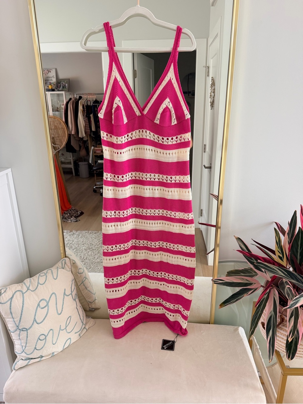 Pink and Cream Striped Knit Sundress